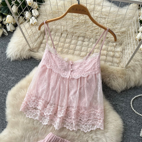 Sweetie Camisole & Cake Skirt Pink 2Pcs
