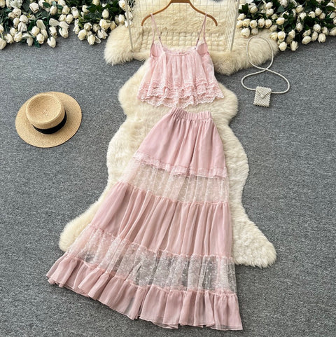 Sweetie Camisole & Cake Skirt Pink 2Pcs