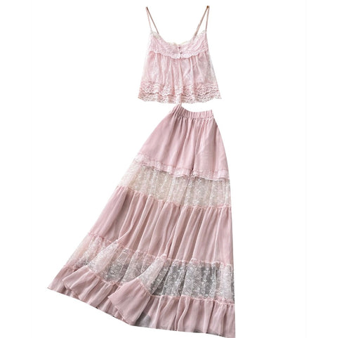 Sweetie Camisole & Cake Skirt Pink 2Pcs