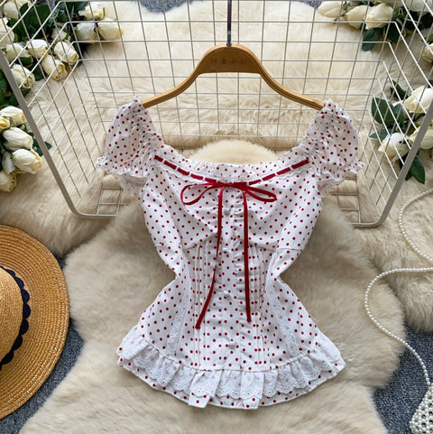 French Style Polk Dot Shirt