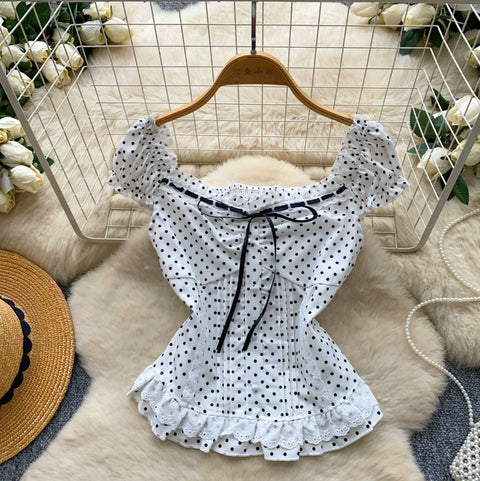 French Style Polk Dot Shirt