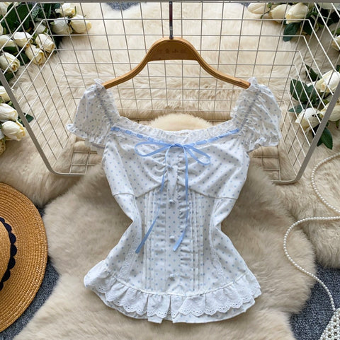 French Style Polk Dot Shirt