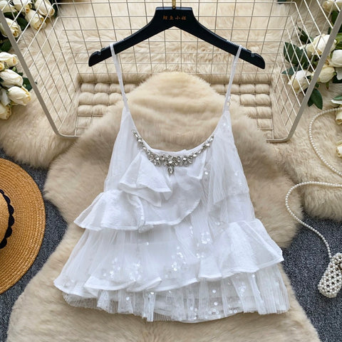 Sequined Layered Mesh Camisole