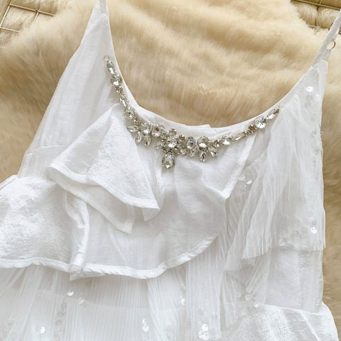 Sequined Layered Mesh Camisole