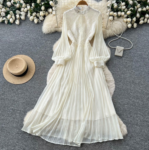 Premium Stand Collar Lace Dress