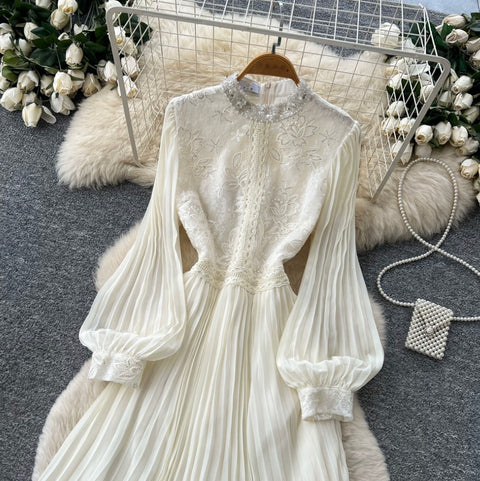 Premium Stand Collar Lace Dress