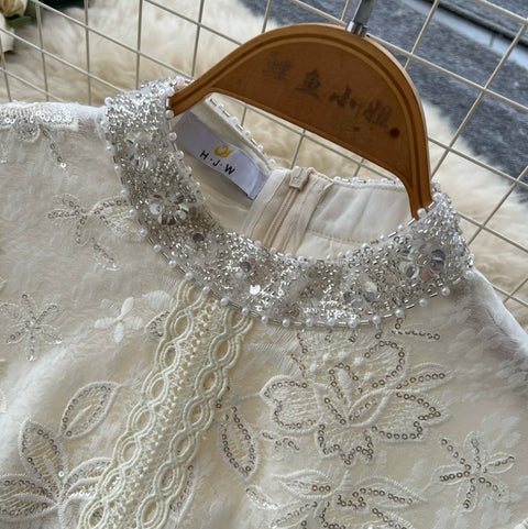 Premium Stand Collar Lace Dress