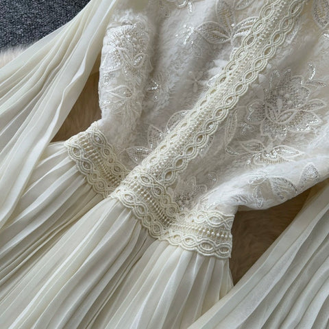 Premium Stand Collar Lace Dress