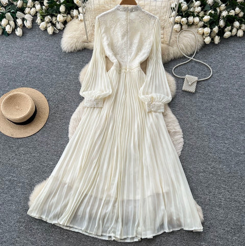 Premium Stand Collar Lace Dress
