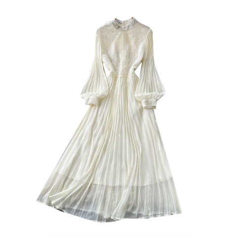 Premium Stand Collar Lace Dress
