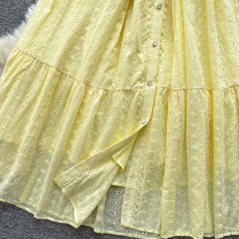 Doll Collar Hollowed Shirt Dress