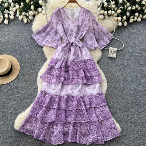 French Style Floral Cake Dress