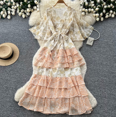 French Style Floral Cake Dress