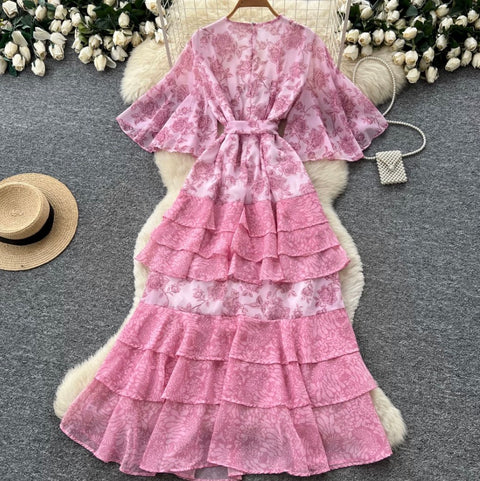French Style Floral Cake Dress