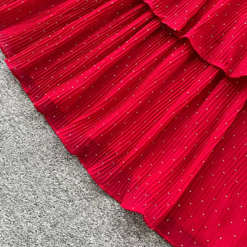 Elegant V-neck Beaded Layer Dress