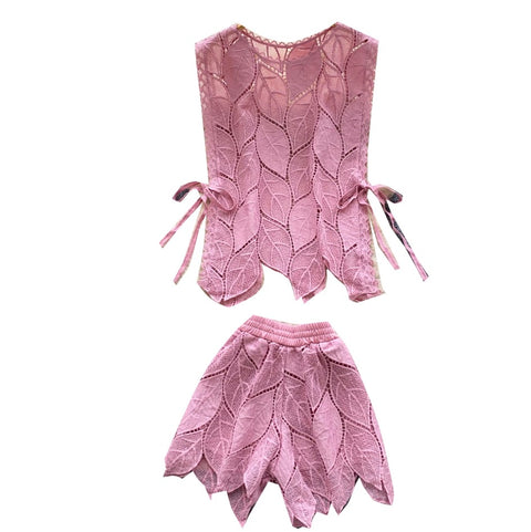 Hollowed Vest & Shorts Casual 2Pcs