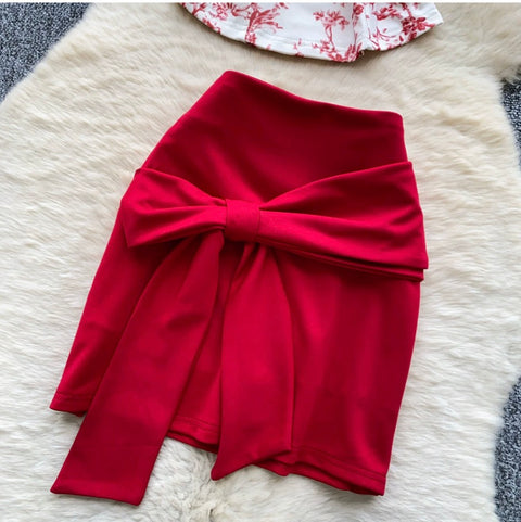 Floral Top & Knotted Skirt 2Pcs