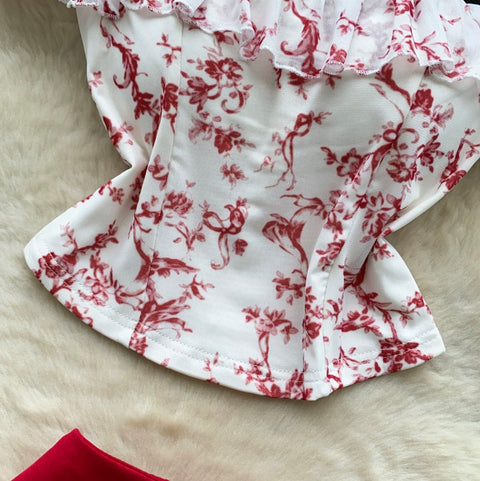 Floral Top & Knotted Skirt 2Pcs