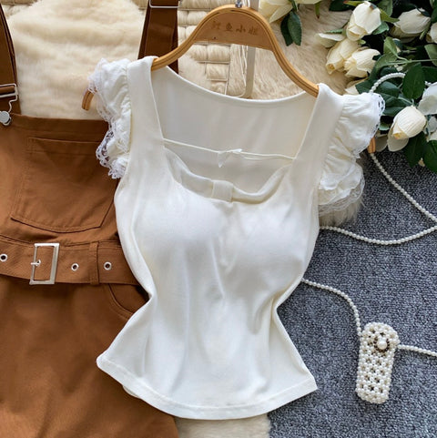 Preppy Style Cartoon Overalls Skirt Set