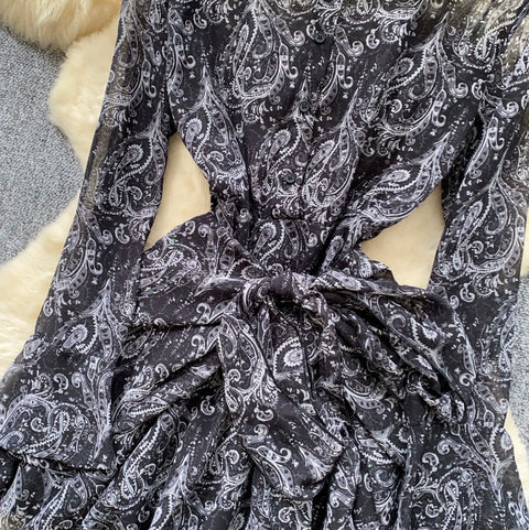 Niche Floral Print Shirt Dress