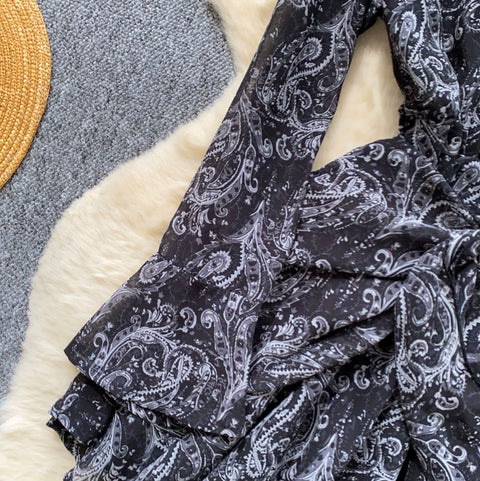 Niche Floral Print Shirt Dress