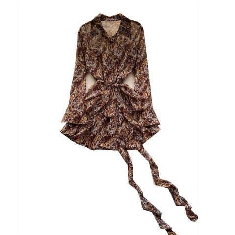 Niche Floral Print Shirt Dress