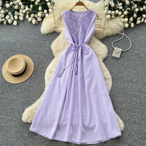 Sleeveless Lace Patchwork Dress