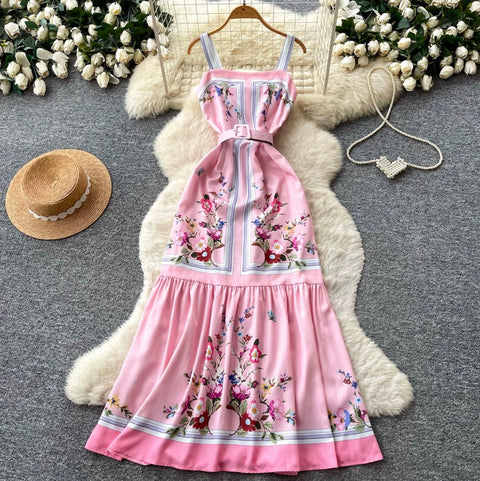 Sweetie Floral Print Vest Dress