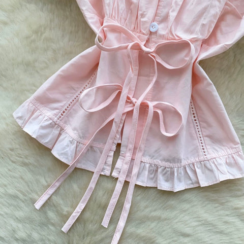Square Neckline Puffy Sleeve Shirt