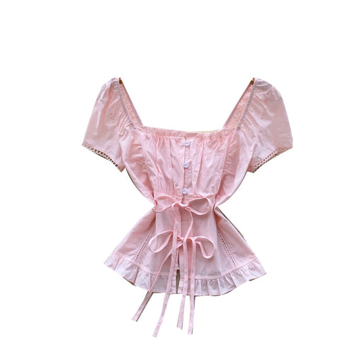 Square Neckline Puffy Sleeve Shirt