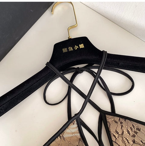 Sexy Black Lace Halter Bustier