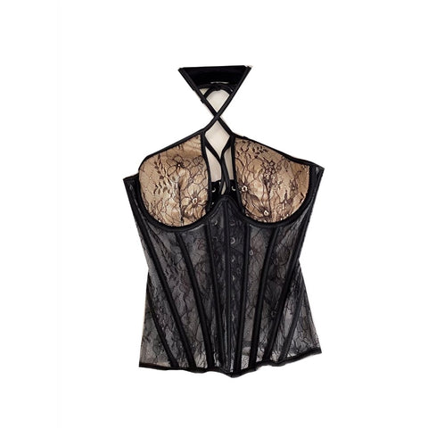 Sexy Black Lace Halter Bustier