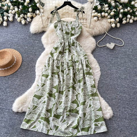 Holiday Floral Print Slip Dress