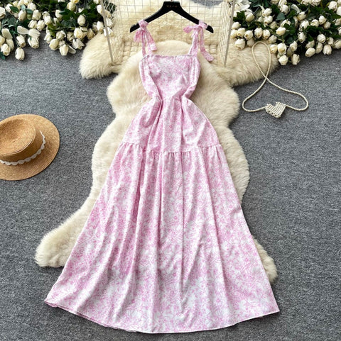 Holiday Floral Print Slip Dress