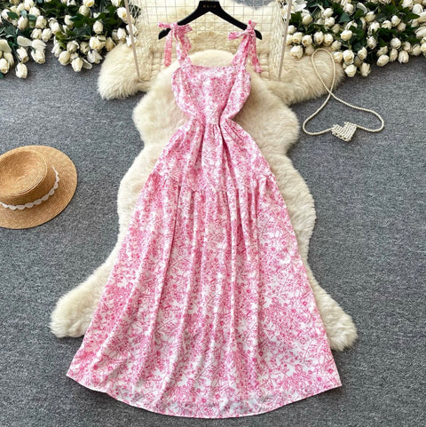 Holiday Floral Print Slip Dress