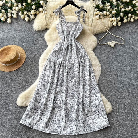 Holiday Floral Print Slip Dress