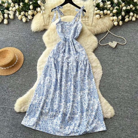 Holiday Floral Print Slip Dress