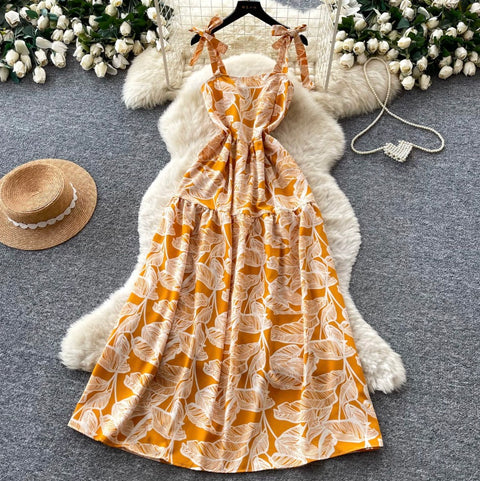 Holiday Floral Print Slip Dress