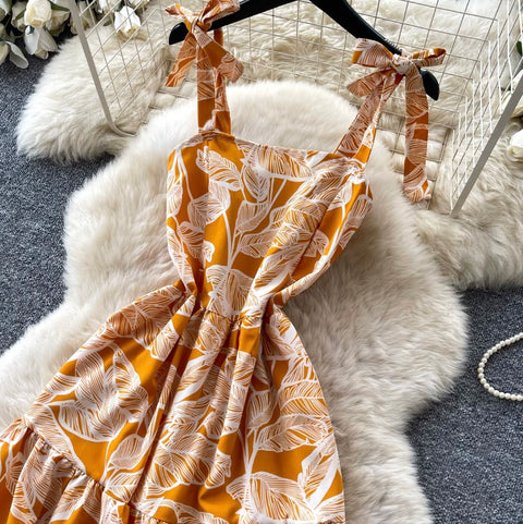 Holiday Floral Print Slip Dress