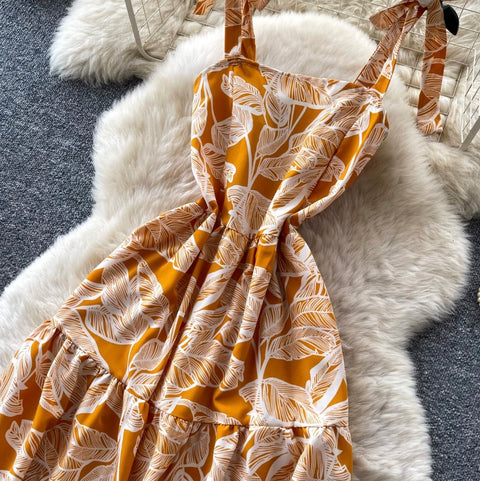 Holiday Floral Print Slip Dress
