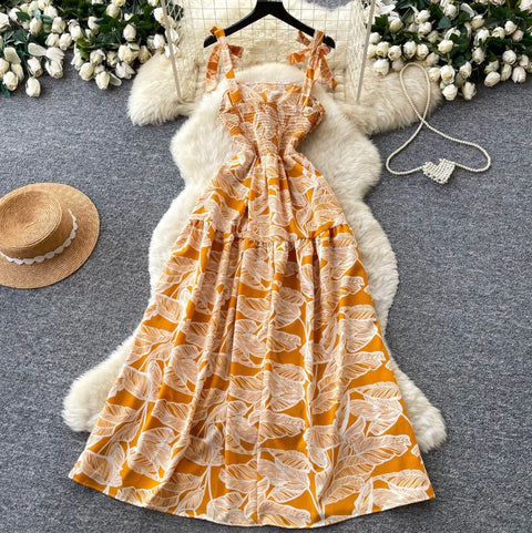 Holiday Floral Print Slip Dress