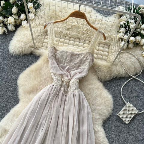 Backless Apricot Mesh Slip Dress