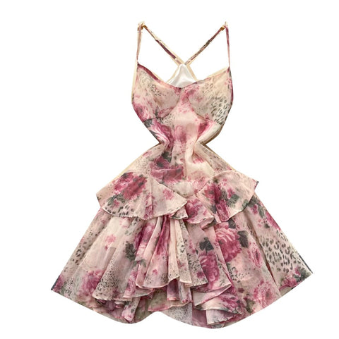 French Style Pink Floral Slip Dress