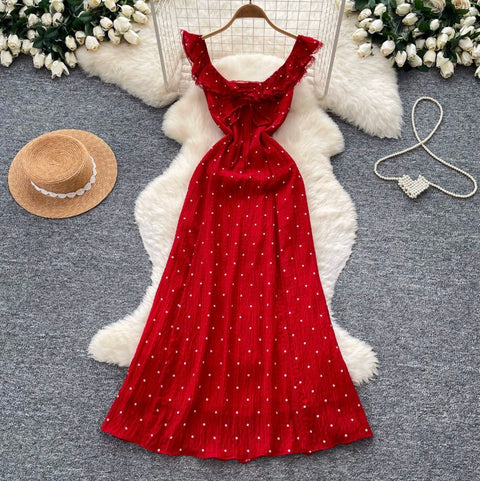 Red Polka Dot Ruffled Dress