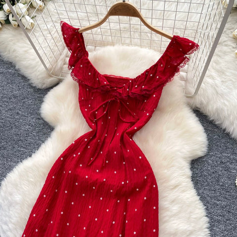 Red Polka Dot Ruffled Dress