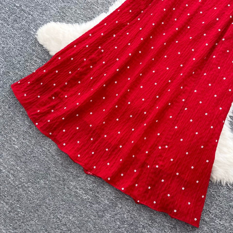 Red Polka Dot Ruffled Dress