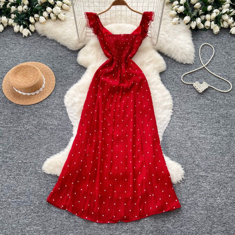Red Polka Dot Ruffled Dress