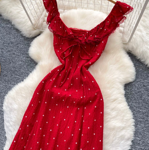 Red Polka Dot Ruffled Dress