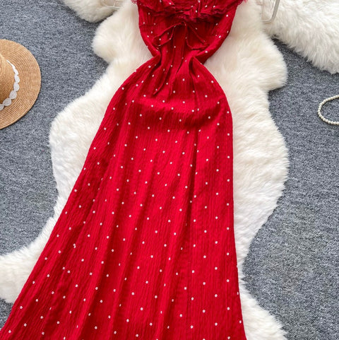 Red Polka Dot Ruffled Dress