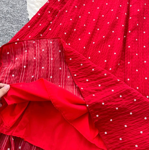 Red Polka Dot Ruffled Dress